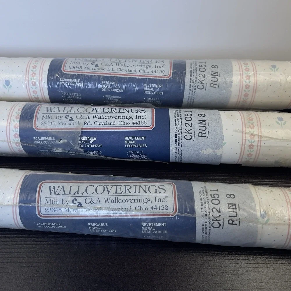 Vintage C&A Wallcoverings Floral Border Wallpaper Lot 3 Rolls CK2051 Run 8‎ NOS